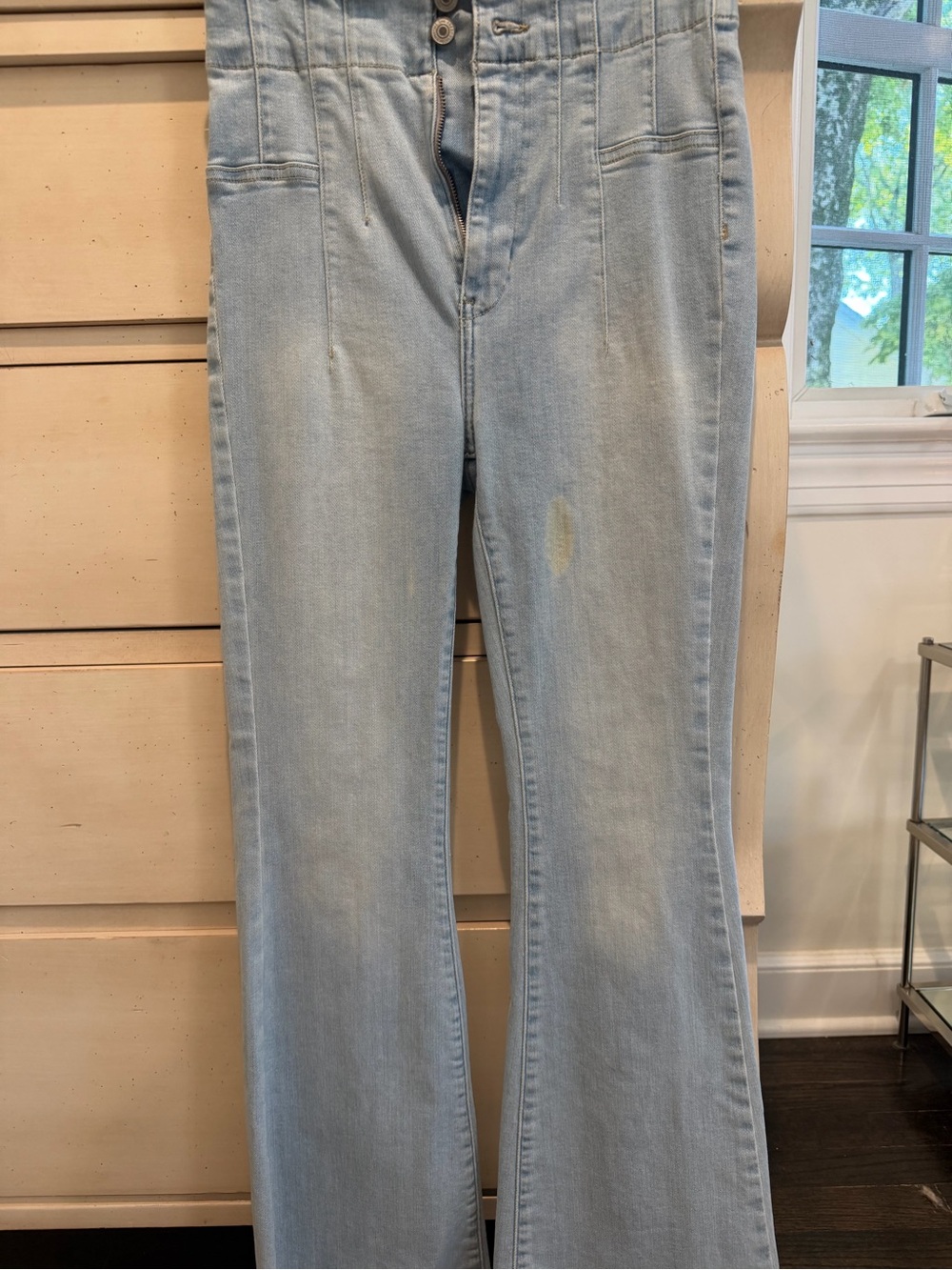 Free People Light Blue High-Rise Wide Leg Jeans